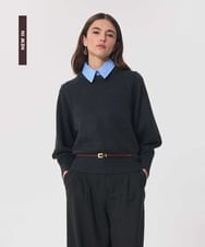 VZFAG09330 TARA JARMON(タラ ジャーモン) クルーネックミックスウールニット ヘザーグレー