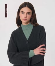 VZFAG10370 TARA JARMON(タラ ジャーモン) ミックスウールニットカーディガン ヘザーグレー