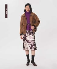 VZHAG07500 TARA JARMON(タラ ジャーモン) フラワープリントダッチェスサテンスカート トンカ