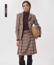 VZHAG13450 TARA JARMON(タラ ジャーモン) タータンチェックプリーツスカート ヘーゼルナッツ