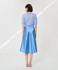 VZHGD39540 TARA JARMON(タラ ジャーモン) 【メディア着用】サテンフレアスカート スカイブルー