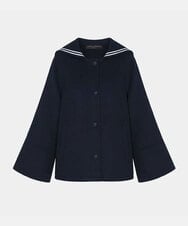 VZJGD06890 TARA JARMON(タラ ジャーモン) セーラーカラーダブルフェイスウールジャケット ミッドナイトブルー