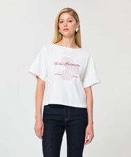 VZKGD01260 TARA JARMON(タラ ジャーモン) クローバーエンブロイダリーソフトジャージーTシャツ ホワイト