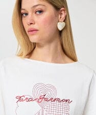 VZKGD01260 TARA JARMON(タラ ジャーモン) クローバーエンブロイダリーソフトジャージーTシャツ ホワイト