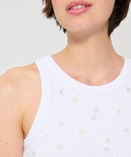 VZKGD11250 TARA JARMON(タラ ジャーモン) エンブロイダリーリブコットンカットソー ホワイト