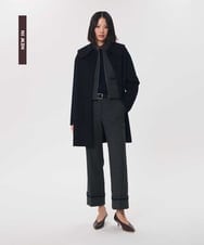 VZUAG04880 TARA JARMON(タラ ジャーモン) ビッグカラーダブルフェイスウールコート ネイビーブルー