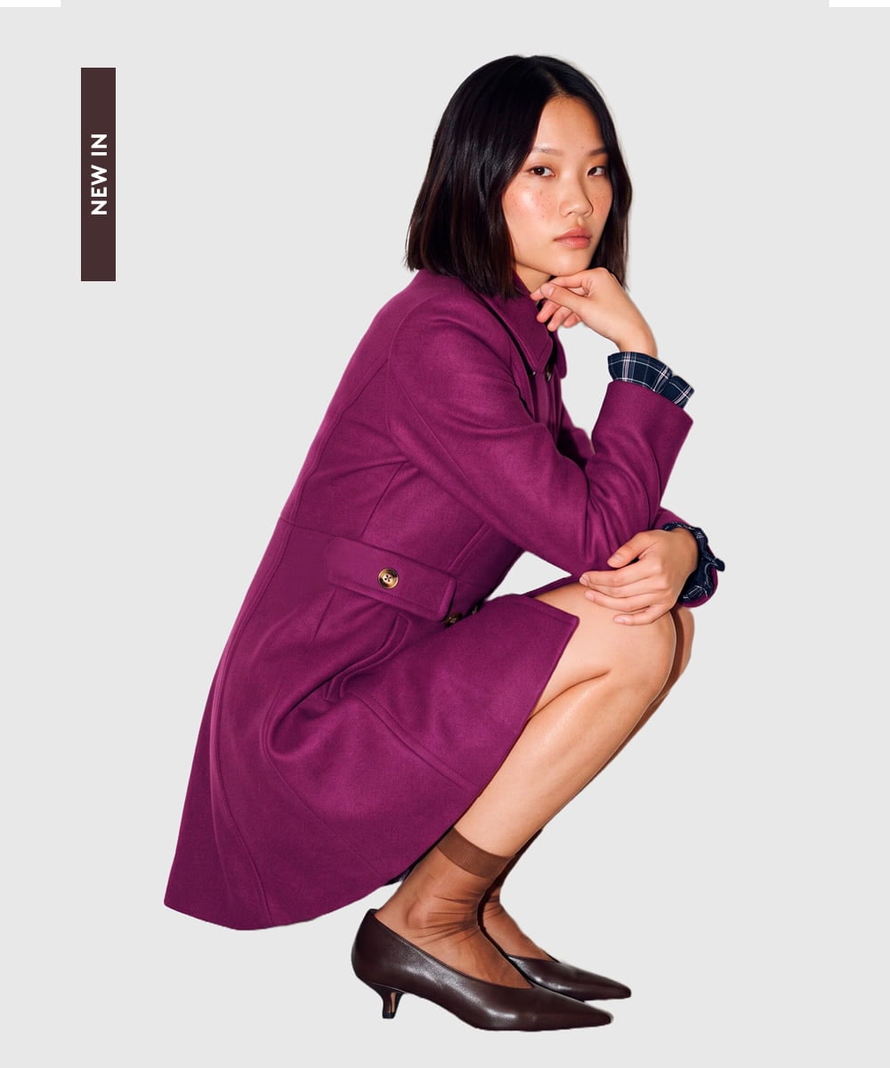 VZUAG05750 TARA JARMON(タラ ジャーモン) ウールメルトンクラシカルコート ブラックベリー
