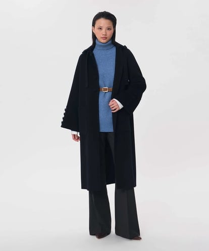 VZUAG08940 TARA JARMON タイカラーダブルフェイスロングコート