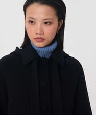 VZUAG08940 TARA JARMON(タラ ジャーモン) タイカラーダブルフェイスロングコート ミッドナイトブルー