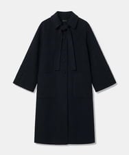 VZUAG08940 TARA JARMON(タラ ジャーモン) タイカラーダブルフェイスロングコート ミッドナイトブルー