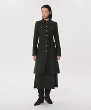 VZUAG09920 TARA JARMON(タラ ジャーモン) ミリタリーベルテッドロングコート カーキ