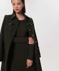 VZUAG09920 TARA JARMON(タラ ジャーモン) ミリタリーベルテッドロングコート カーキ