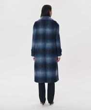 VZUAG12920 TARA JARMON(タラ ジャーモン) ファーリーチェックコート ネイビーブルー