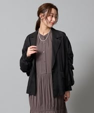 ZMJAH35189 al'aise modulation(アレーズモジュレーション) タックスリーブ異素材ドッキングジャケット ブラック