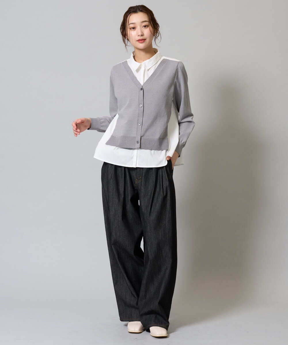 ZMLAH27150 al'aise modulation(アレーズモジュレーション) ウエストタックバレルデニムパンツ ブラック