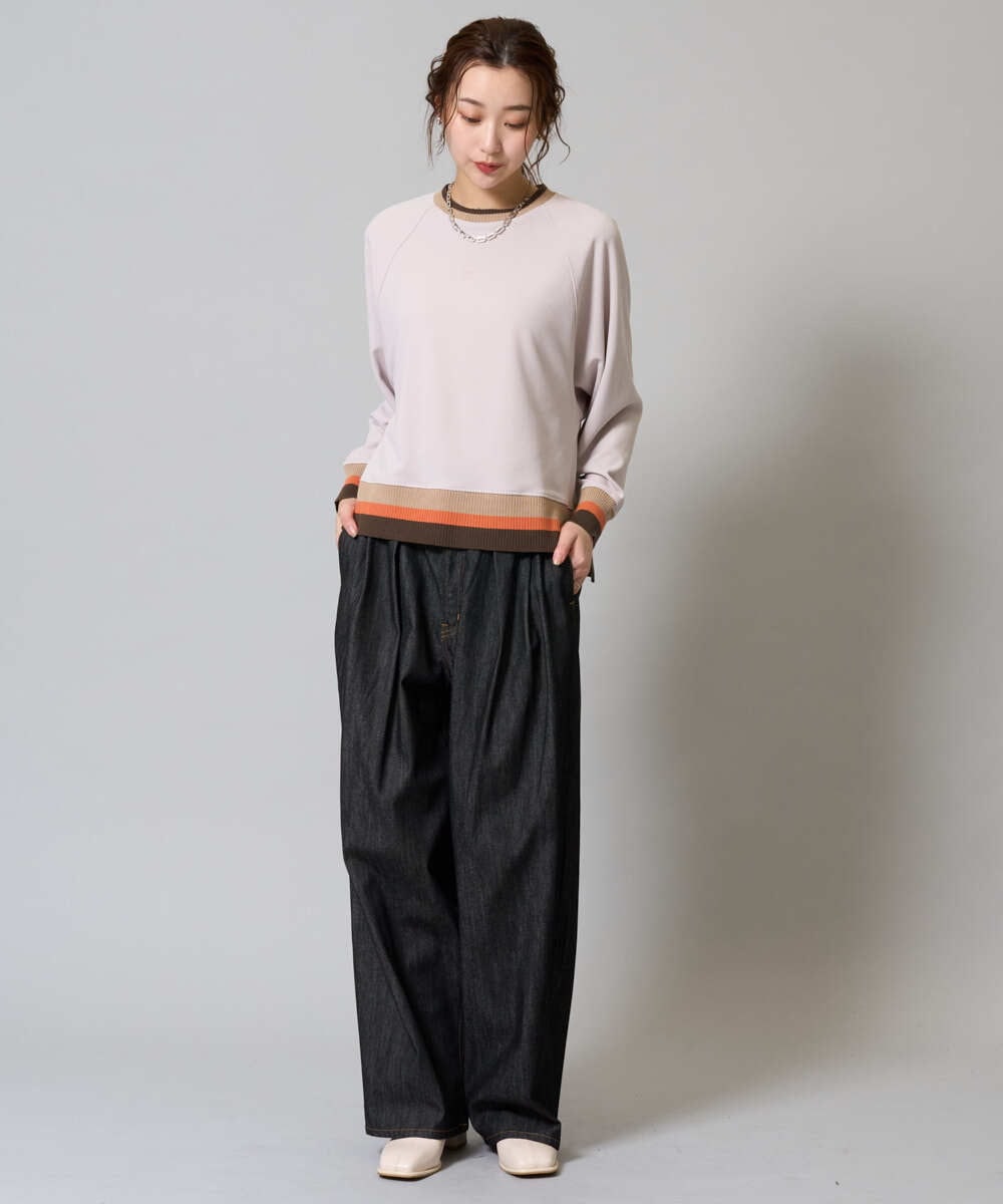 ZMLAH27150 al'aise modulation(アレーズモジュレーション) ウエストタックバレルデニムパンツ ブラック