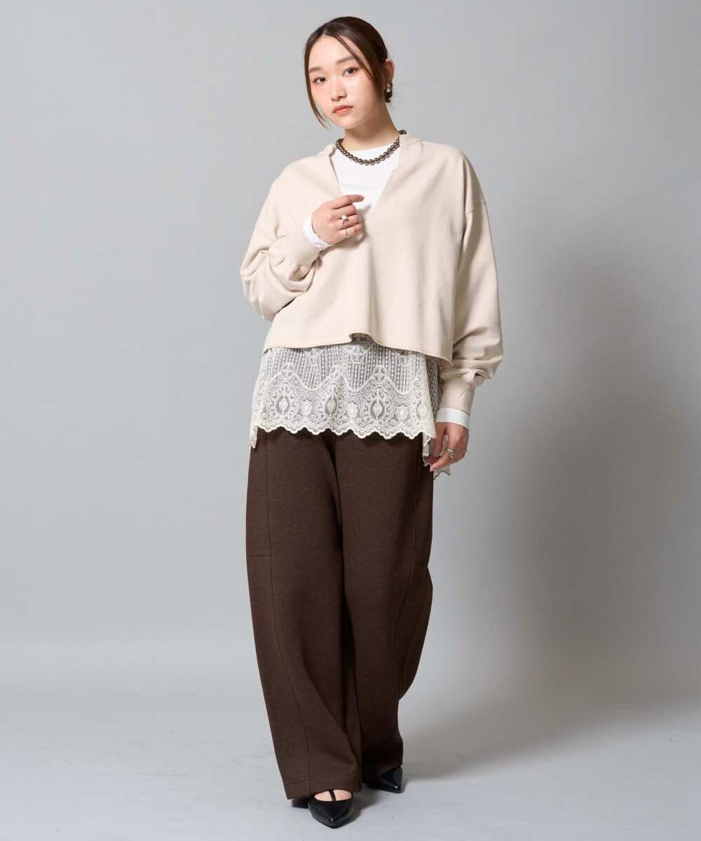 ZMLAH32148 al'aise modulation(アレーズモジュレーション) ボンディングバレルパンツ ブラウン